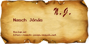 Nasch Jónás névjegykártya